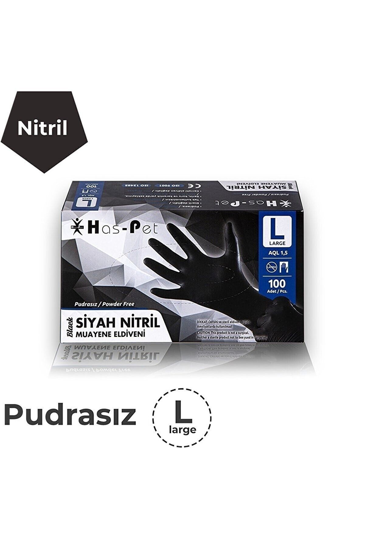 Siyah Nitril Eldiven L Beden