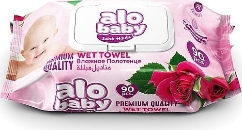 ALOBABY ISLAK MENDİL GÜLLÜ 90 LI