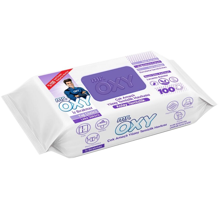 MR OXY ÇOK AMAÇLI YÜZEY TEM.  HAVLUSU 100 LÜ LAVANTA ESİNTİSİ