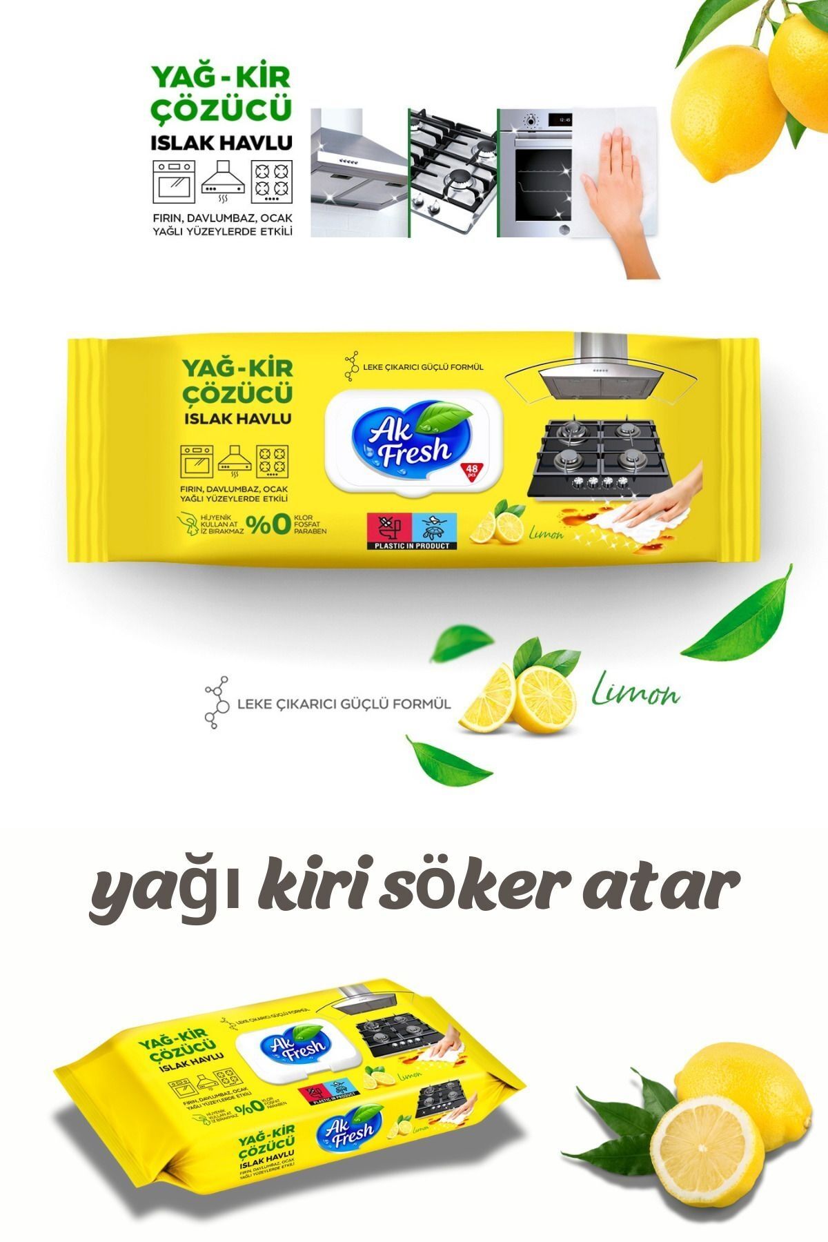 YAĞ KİR ÇÖZÜCÜ ISLAK HAVLU
